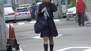 Innocent pig-tailed Japanese hoe getting pulled into sharking odyssey