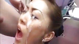 Japanese bukkake cum-in-mouth uncensored