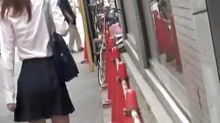 Kinky following scene of cute Japanese schoolgirl receiving sharking gift