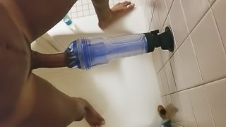 Fucking my Clear Pocketpussy in the Shower