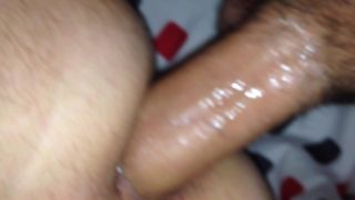 Straight guy pushes his cum deep inside me with his monster cock before leaving