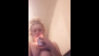 BLONDE BDSM WHORE MELTED WAX ALL OVER SEXY BREASTS AND BODY 