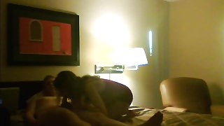 Cute young college couple hotel room jerk & blow