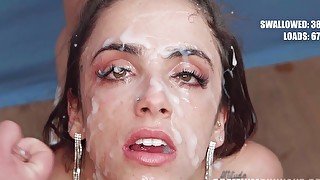 Melody Teen swallows 96 huge cumshots