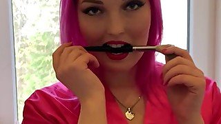 DOEGIRLS - Pink Hair Babe Lovita Fate Cums While Masturbating