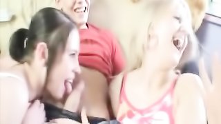 This party gets out of control, with two sluts fucking in the middle of the room