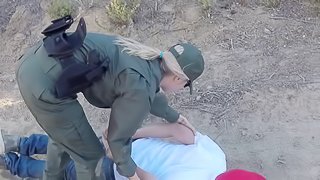 Two girls busted by border control and fuck the officers to get free