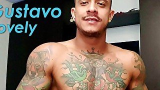Flirt4Free - Gustavo Lovely - Tatted Latino with Big Muscles and Big Cock