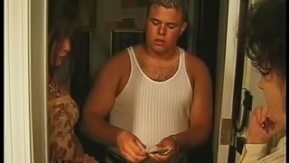 Chubby hunk is delighted to feel a hot chick's lips on his boner