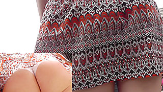 Charming young buttocks in the real upskirt video
