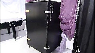 Male rubber sub encased in inflatable bag enjoys dick treatment his latex mistress - Part 1