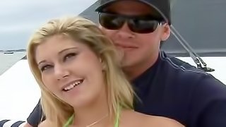 Fucked blonde slut on his nice boat