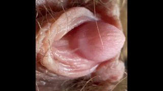 extreme close up on my hairy pussy and huge clitoris 4k video test