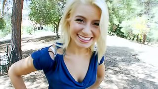 This super blondie babe likes trying different types of cock