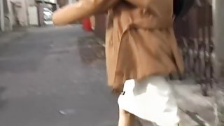 Unfortunate Asian milf got skirt sharked on her way home