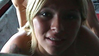 Horny amateur blonde Cristina has one of her first facials