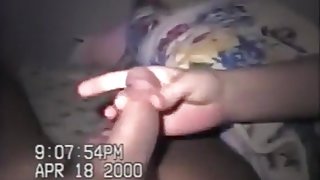 Retro homemade sextape of a brunette girl having missionary, cowgirl and oral sex.