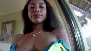 Luscious dominican teen plays with her wet pink muff