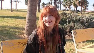 Bold public blowjob and magnificent sex with a redheaded hottie
