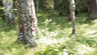 Romantic sex in the forest with a cute babe