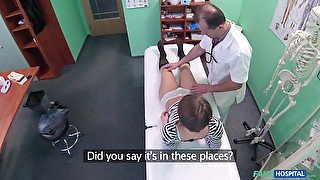 Hidden camera at the doctor's office records skinny patient having sex