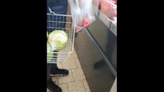Step mom caught on hidden camera fucking in the supermarket with step son 