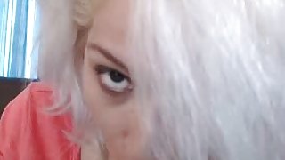 Hot Blonde POV Deepthroats and Tittyfucks Her Dildo