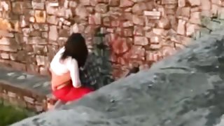 Voyeur tapes a girl dryhumping and jerking off her bf in public