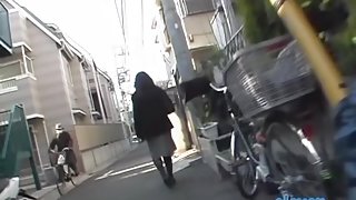 Cool street sharking treatment with some sweet little Japanese beauty