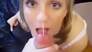 A compilation of girls all eager to have their faces sprayed with hot cum