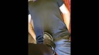 Trampling, ballbusting, footjob, socks and footworship by Miss Feet touch and this slaveboy. COMPLET