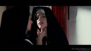 Horn-mad Romanian nun goes wild and eats juicy pussy of her novice
