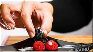 CFNM Handjob + cum on candy berries! (Cum on food 3)