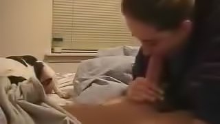 Hot Teen Giving Her Boyfriend A Wet Blowjob In Their Dorm Room