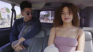 Curly haired Latina bitch Mariah Banks is gonna get wild with horny stranger on the back seat of van
