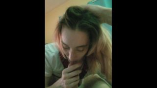 Schoolgirl blowjob cum spit