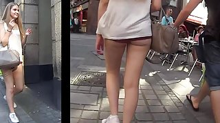 Tight Shorts Show Off Her Ass