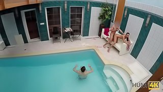 HUNT4K. Young cuckold let stranger nail slutty girlfriend by pool