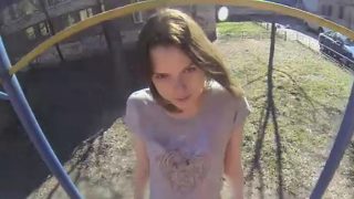 Crazy Ruslana having sex on spy glasses outdoor