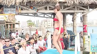 Hot bikini babes show off sexy and wild body in public seduction