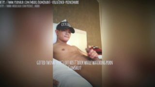 Gifted ASIAN twink jerk's off his 7inch dick while watching porn -CUMSHOT!!