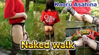 Japanese crossdresser public naked walking and pee