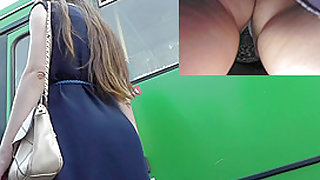 Slender hot girl upskirt video in the public transport