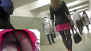Adult upskirt panty scene by the amateur plump dame