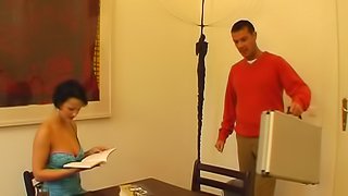 He gives her a Spanish lesson then fucks her wet hole