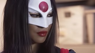 Masked Asian slut Asa loves it when her bunghole is drilled with a BBC