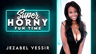 Ebony model with nice big boobs Jezabel Vessir opens her wet pussy