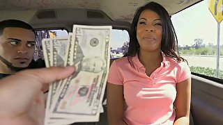 Bootylicious ebony sex pot Zoey Reyes gives solid BJ to her buddy in his van