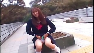 Teen schoolgirl flashing her panties in public