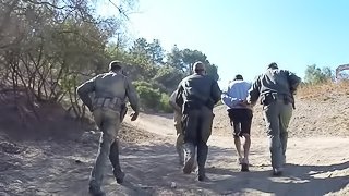 Shaved Latina girl fucked by a border patrol agent